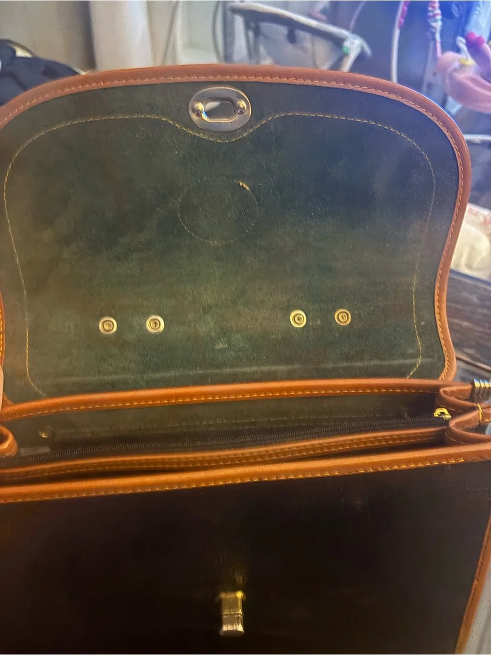 Dooney & Bourke Dark Brown and Tan Leather Briefcase Satchel